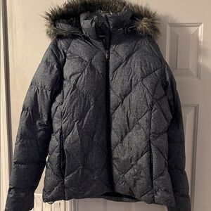 Columbia Kids Gray Puffer Jacket with Faux Fur Hood